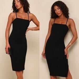 Lulus Paulina Black Bodycon Midi Dress